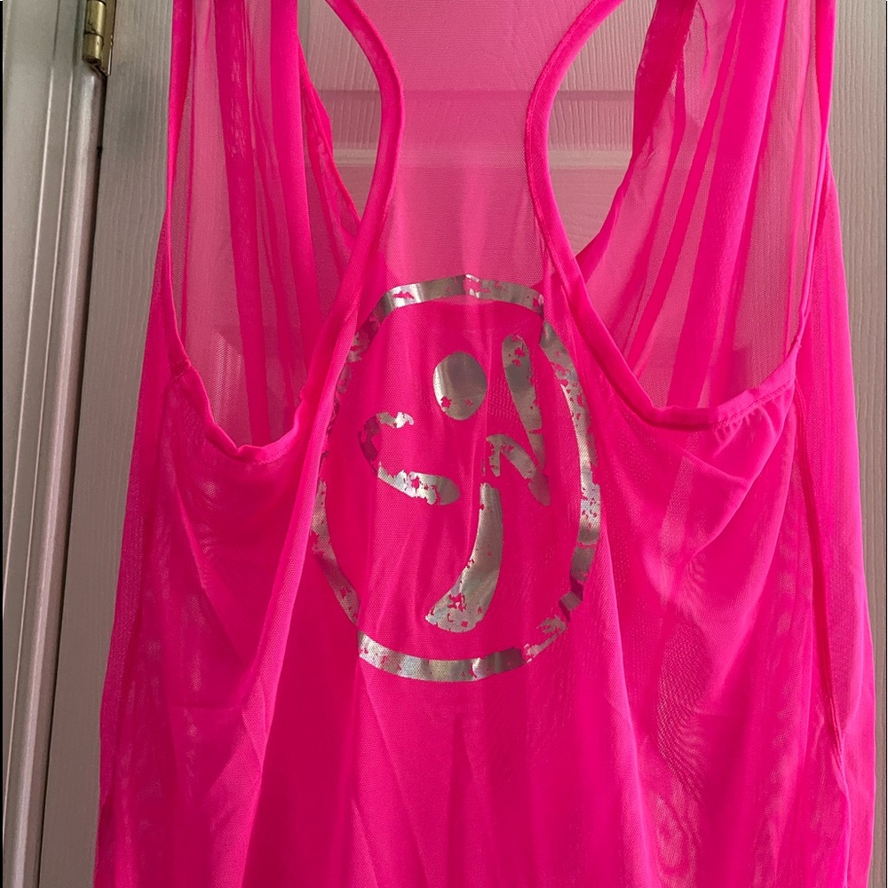 Hot Pink Mesh Zumba Tank Top with Hood